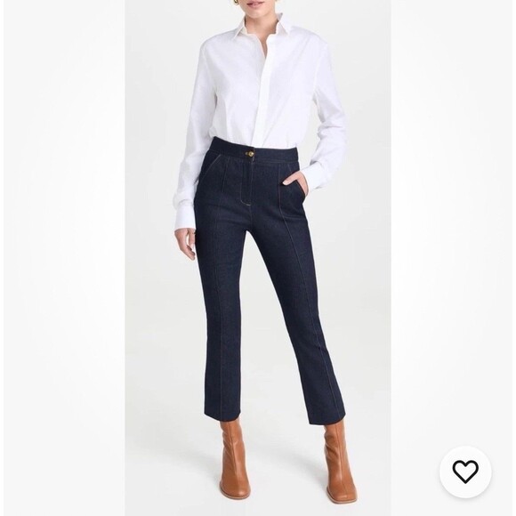 Veronica Beard Kimra Crop Denim Trouser Women’s 6 Blue High Rise Pants Stretch - Picture 2 of 10